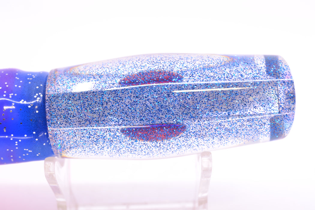 Moyes Lures White MOP Blue Glitter Back Red Eyes Small Dark-N-Stormy 9" 4.5oz Skirted