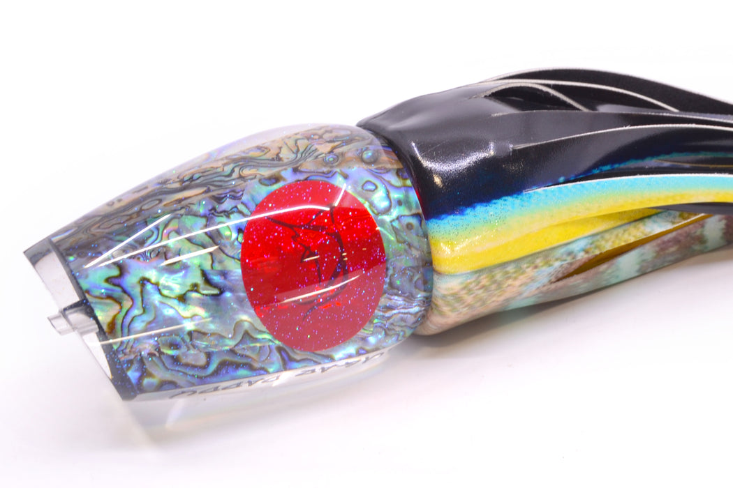 Bonze Lures Paua Shell Red Eyes Sugar Daddy 14" 15.5oz Fire Tailz Vinyl Yellowfin Tuna
