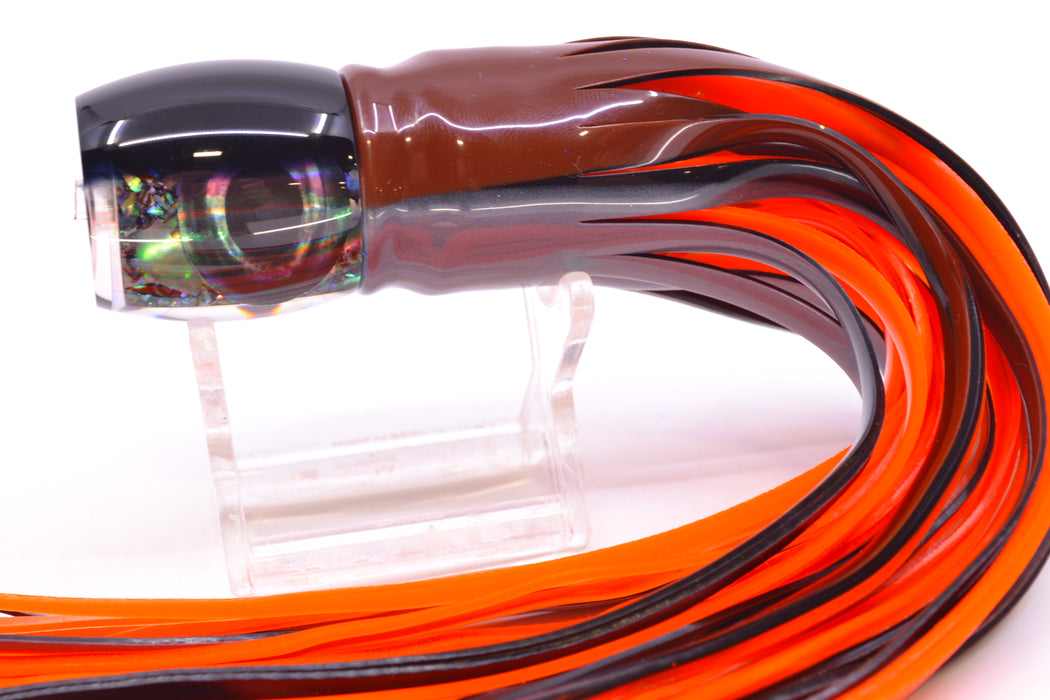 Moyes Lures S&P MOP Black Back Taxi Eyes Small Secret 9" 3oz Skirted Root Beer-Silver