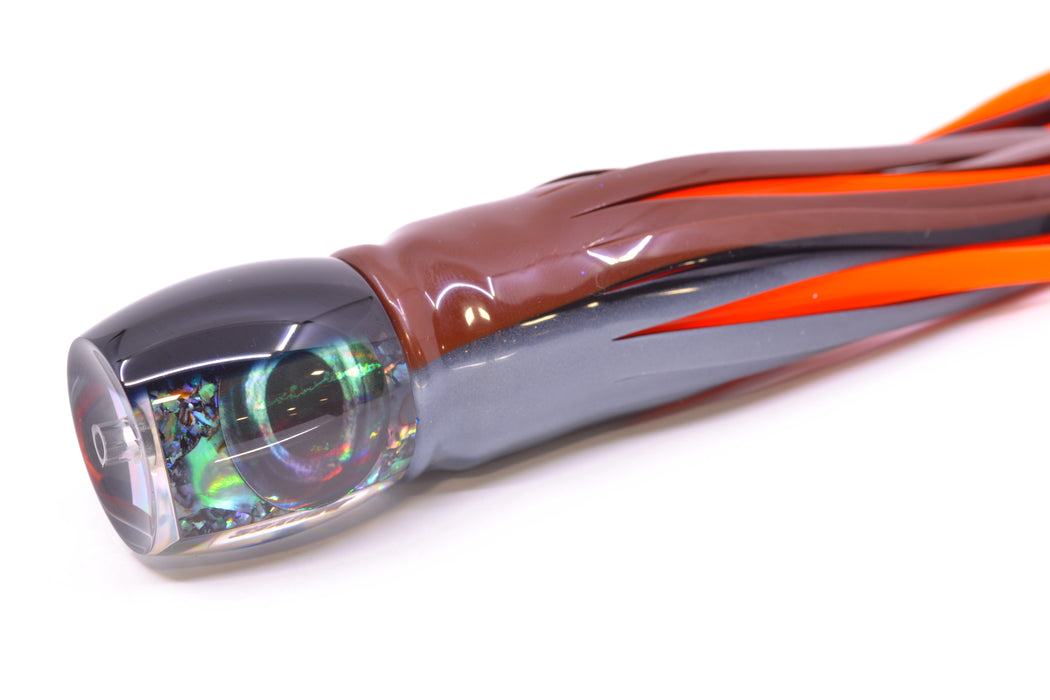 Moyes Lures S&P MOP Black Back Taxi Eyes Small Secret 9" 3oz Skirted Root Beer-Silver