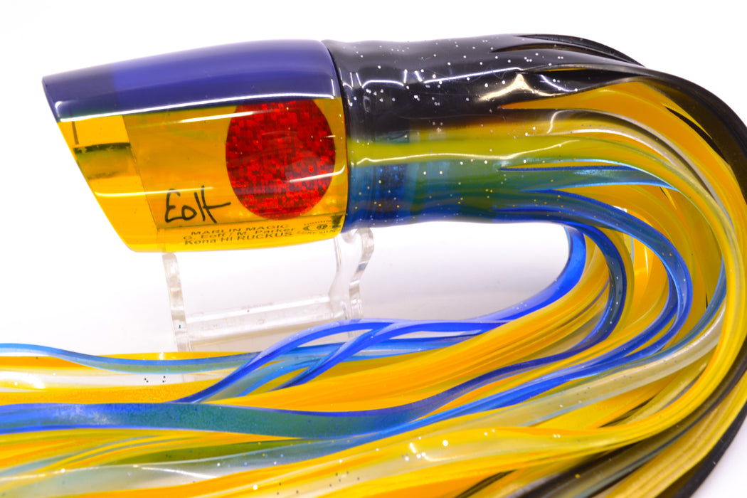 Marlin Magic Yellow Awabi Blue Back Red Eyes Ruckus 12" 11oz Skirted Black-Blue/Yellow