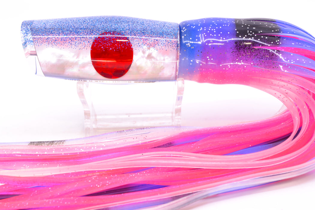 Moyes Lures White MOP Blue Glitter Back Red Eyes Small Dark-N-Stormy 9" 4.5oz Skirted