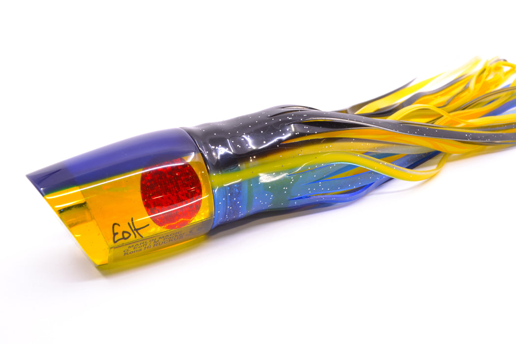 Marlin Magic Yellow Awabi Blue Back Red Eyes Ruckus 12" 11oz Skirted Black-Blue/Yellow