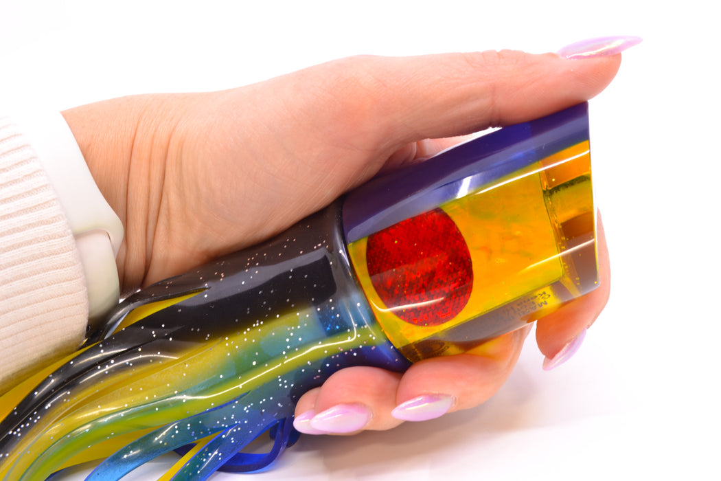 Marlin Magic Yellow Awabi Blue Back Red Eyes Ruckus 12" 11oz Skirted Black-Blue/Yellow