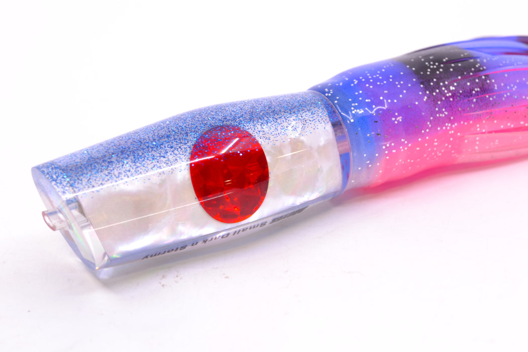 Moyes Lures White MOP Blue Glitter Back Red Eyes Small Dark-N-Stormy 9" 4.5oz Skirted