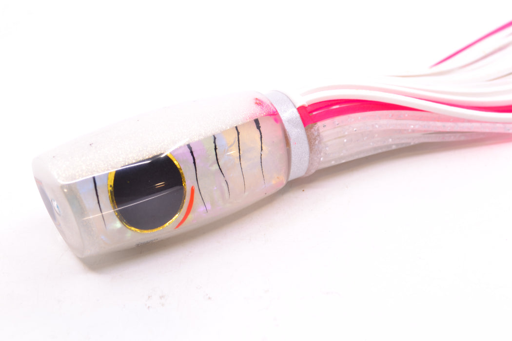 Amaral Lures White Iridescent Pearl Black Stripes White Back Black Eyes Caninana 11" 4oz