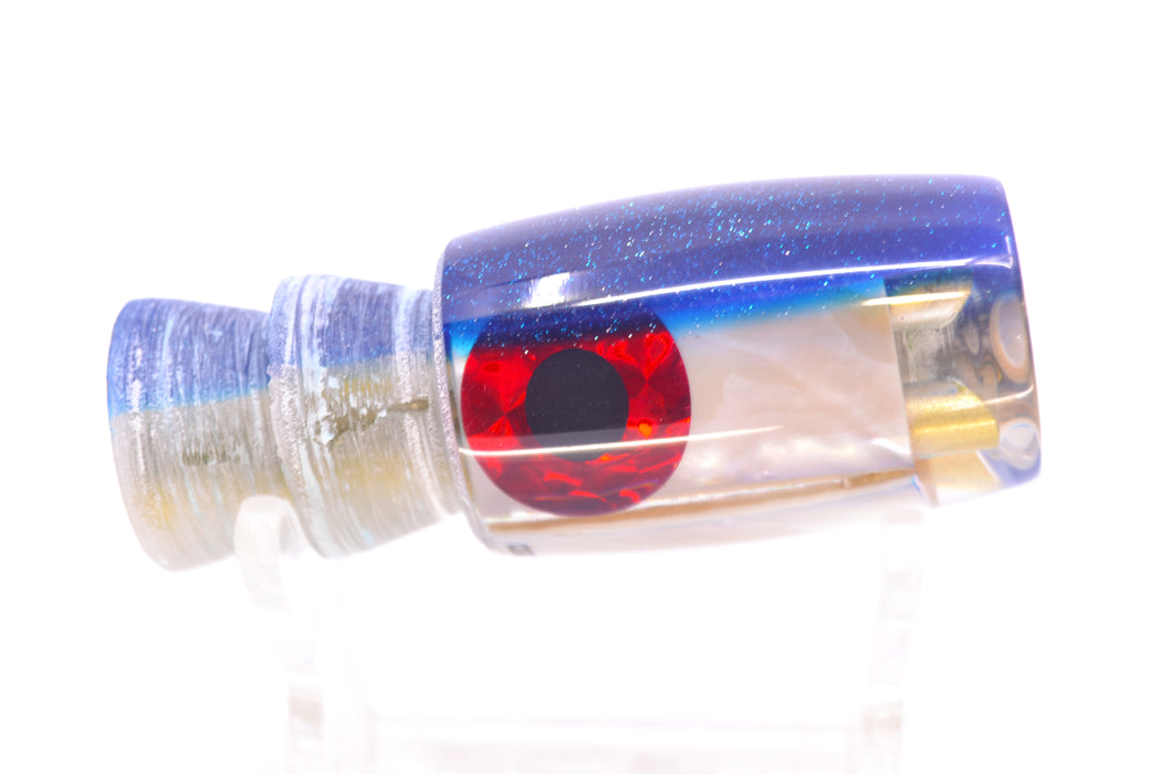 Coggin Lures Real White MOP Blue Back Black-Red Eyes 4-Hole Hualalai Tado Invert 7" 3oz