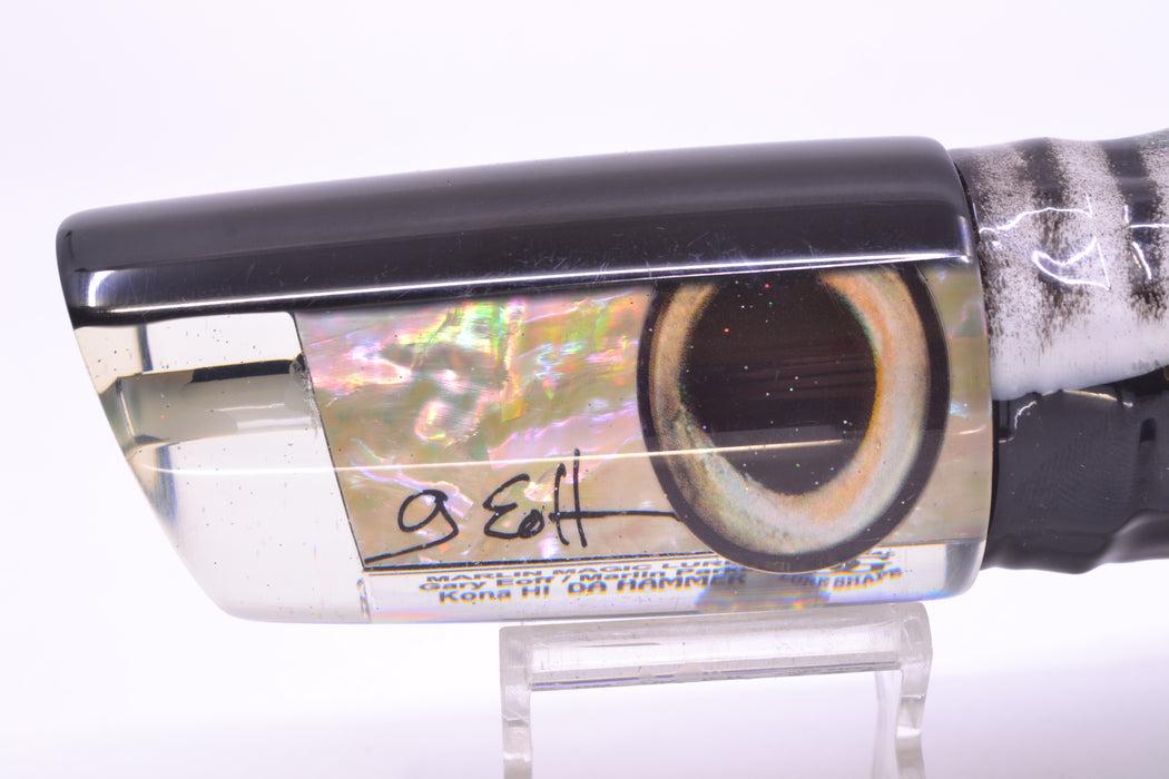 Marlin Magic Lures White Awabi Black Back Da Hammer 14" 12.5oz Skirted White Aurora
