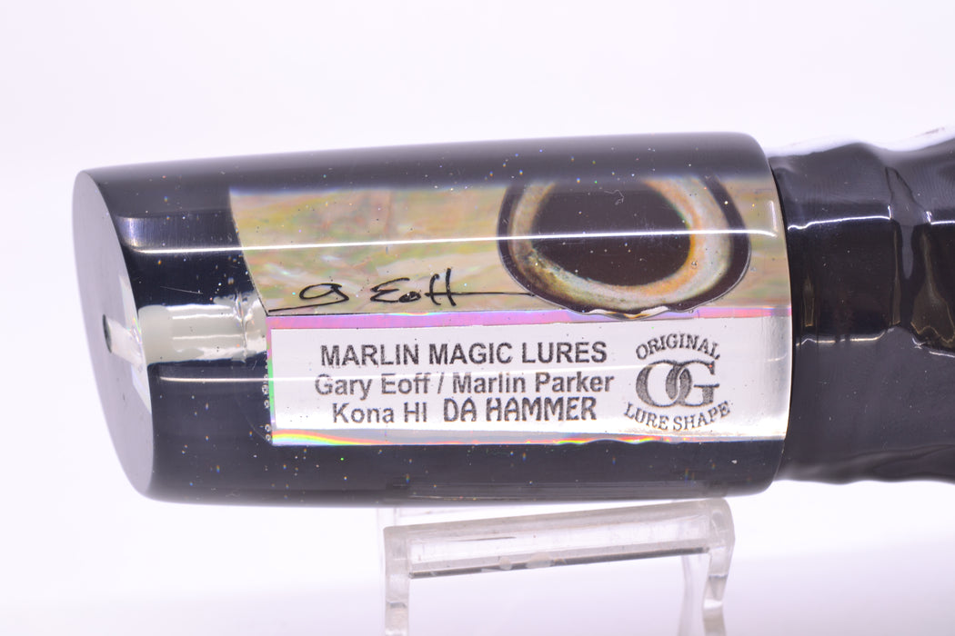 Marlin Magic Lures White Awabi Black Back Da Hammer 14" 12.5oz Skirted White Aurora