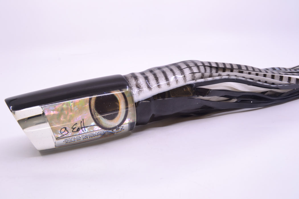 Marlin Magic Lures White Awabi Black Back Da Hammer 14" 12.5oz Skirted White Aurora