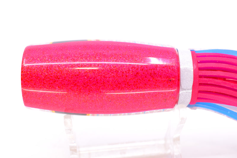 Amaral Lures Silver Pearl Rainbow Scale Blue Stripes Pink Back Black Eyes Caninana 11" 4oz