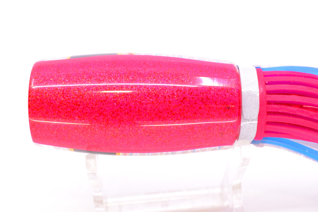 Amaral Lures Silver Pearl Rainbow Scale Blue Stripes Pink Back Black Eyes Caninana 11" 4oz