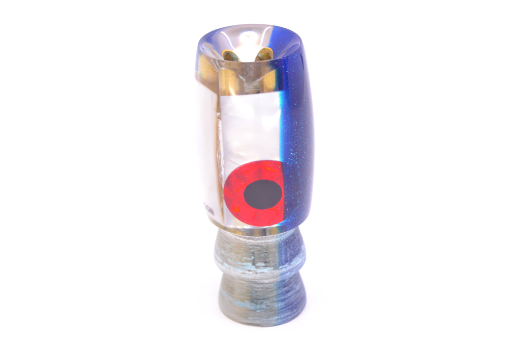 Coggin Lures Real White MOP Blue Back Black-Red Eyes 4-Hole Hualalai Tado Invert 7" 3oz