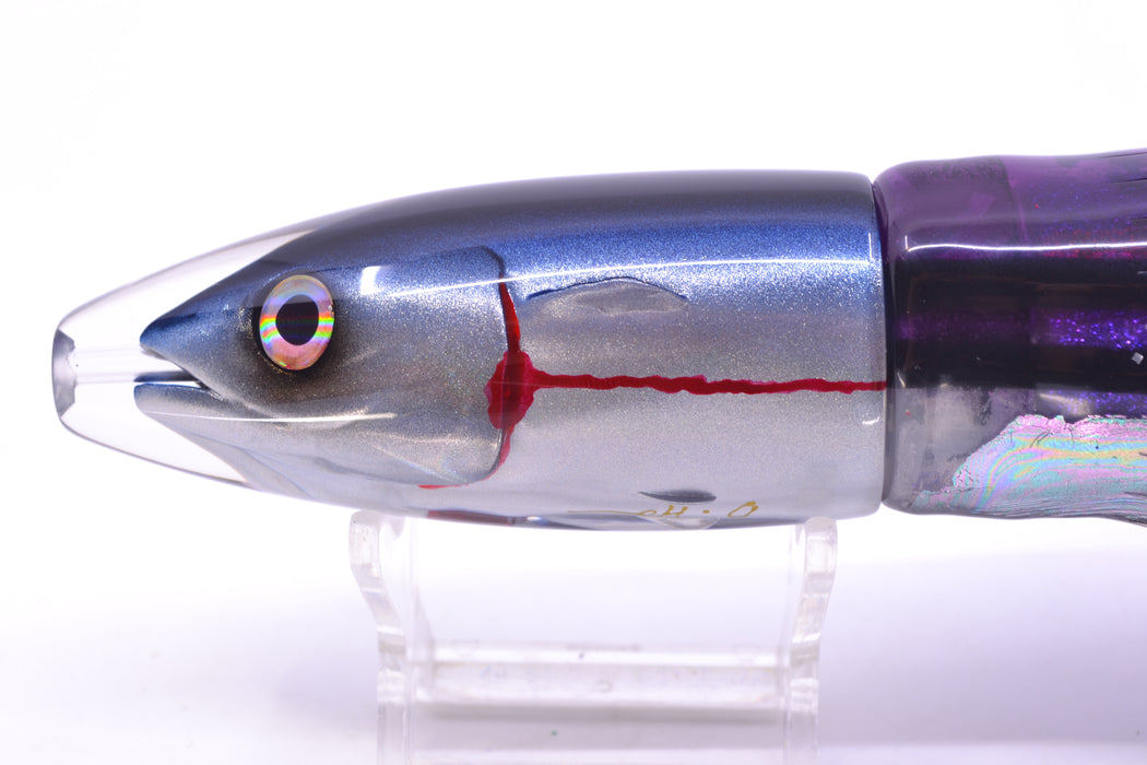 JB Signature Lures Bleeding Black-Blue-Silver Fish Head Medium Barrel Bomb 9" 5.5oz Skirted GZE