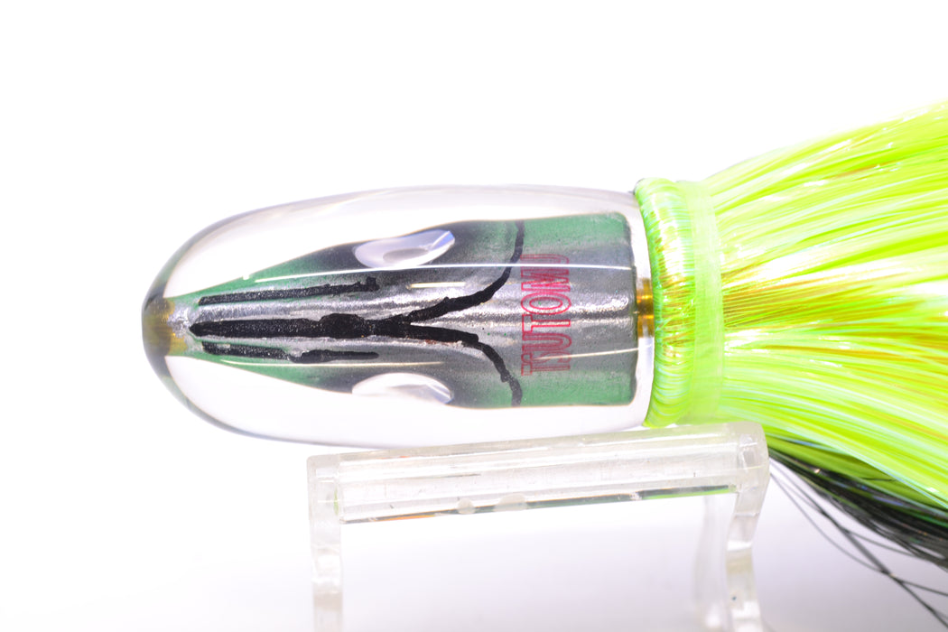 Tsutomu Lures Black-Green-Silver Fish Head Pau Hana Blunt Bullet 7" 4oz Strobez