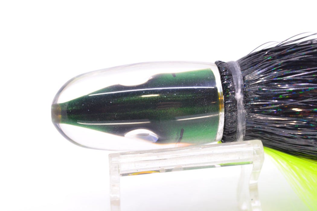 Tsutomu Lures Black-Green-Silver Fish Head Pau Hana Blunt Bullet 7" 4oz Strobez