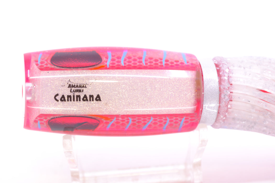 Amaral Lures Silver Pearl Rainbow Scale Blue Stripes Pink Back Black Eyes Caninana 11" 4oz