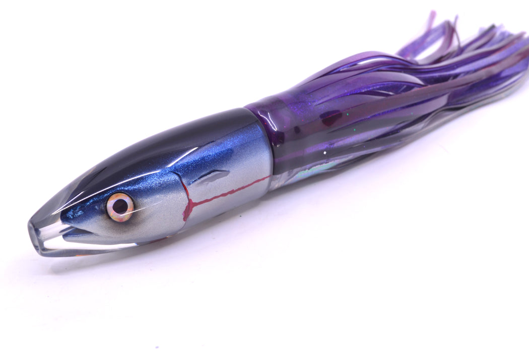 JB Signature Lures Bleeding Black-Blue-Silver Fish Head Medium Barrel Bomb 9" 5.5oz Skirted GZE