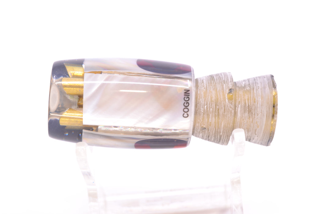 Coggin Lures Real White MOP Black Back Black-Red Eyes 4-Hole Hualalai Tado Invert 7" 3oz