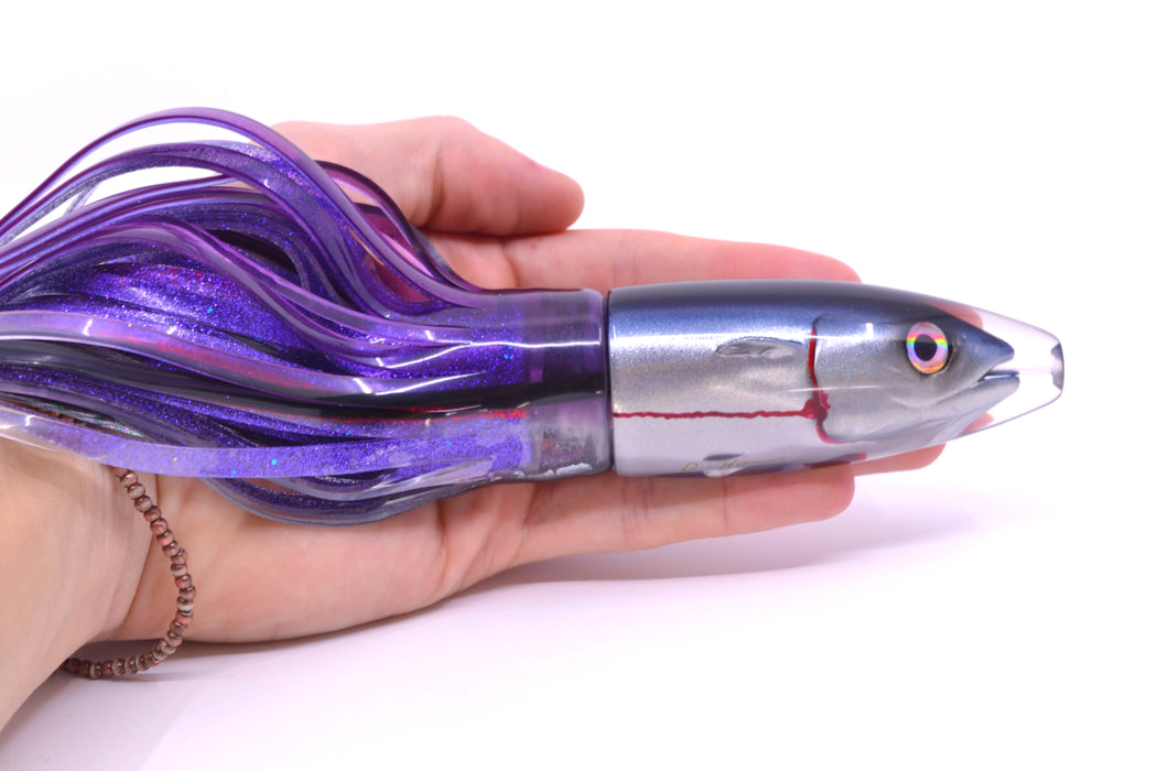 JB Signature Lures Bleeding Black-Blue-Silver Fish Head Medium Barrel Bomb 9" 5.5oz Skirted GZE