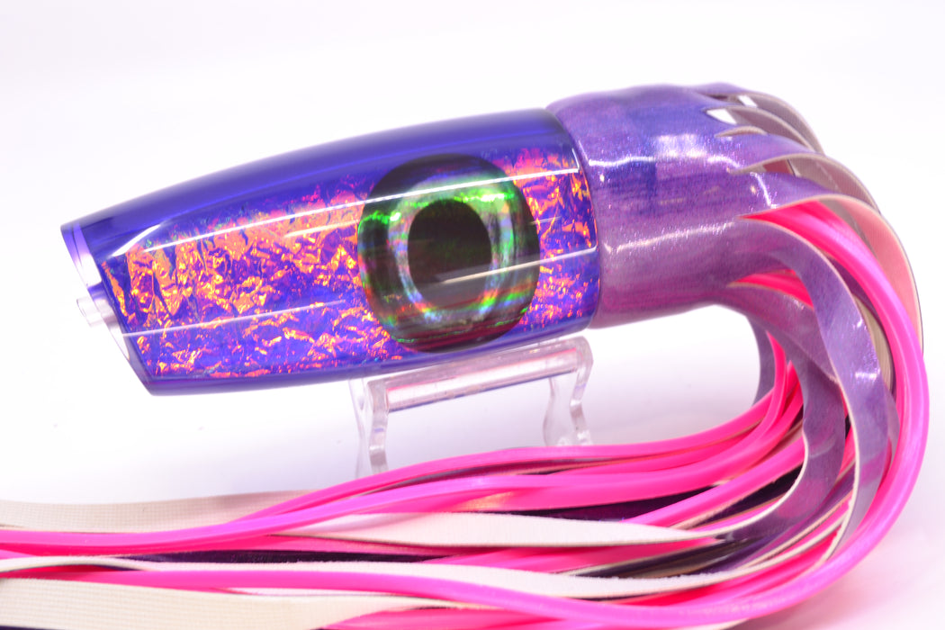 Moyes Lures Pink-Orange-Purple Dichro Purple Back Large Plunger 14" 11oz FT Vinyl GZE