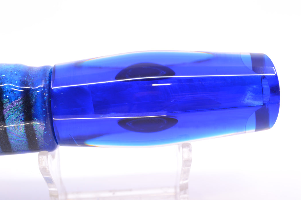 Moyes Lures White MOP Blue Back Small Dark-N-Stormy 9" 4.5oz Skirted Blue Aurora *SCRATCHED*