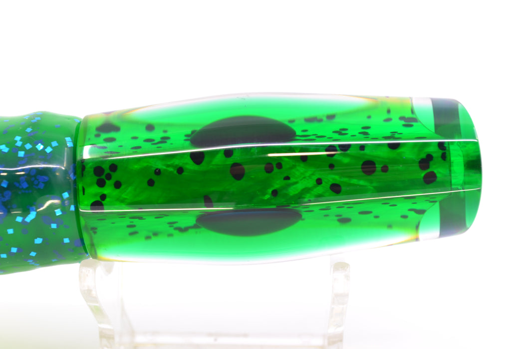 Moyes Lures Mahi MOP Green Back Red Eyes Small Dark-N-Stormy 9" 4.5oz Skirted Mahi