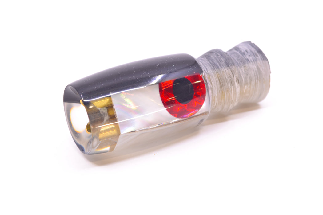 Coggin Lures Real White MOP Black Back Black-Red Eyes 4-Hole Hualalai Tado Invert 7" 3oz