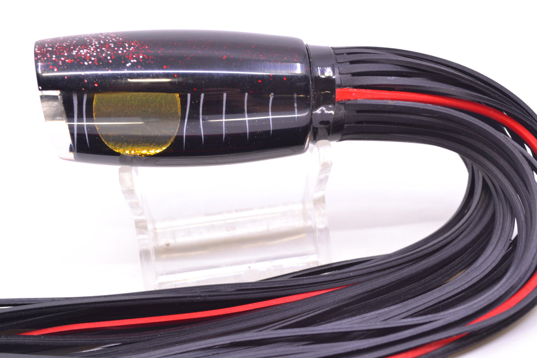 Amaral Lures Black Pearl White Stripes Black Back Gold Eyes Caninana 11" 4oz