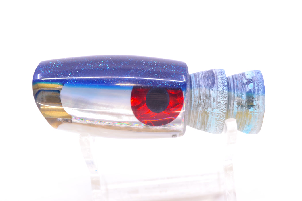 Coggin Lures Real White MOP Blue Back Black-Red Eyes 4-Hole Hualalai Tado Scoop 7" 2.7oz