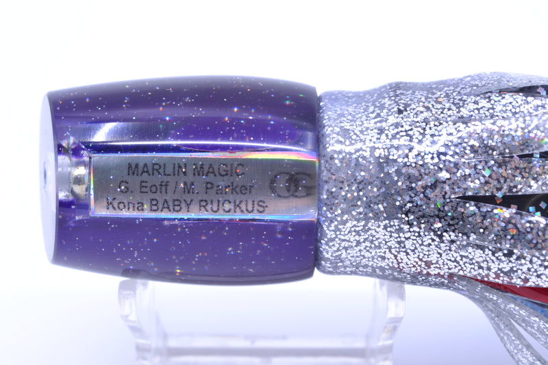 Marlin Magic Blue MOP Purple Back Red Eyes Baby Ruckus 10" 6.5oz Skirted Blue-Black Dots GZE