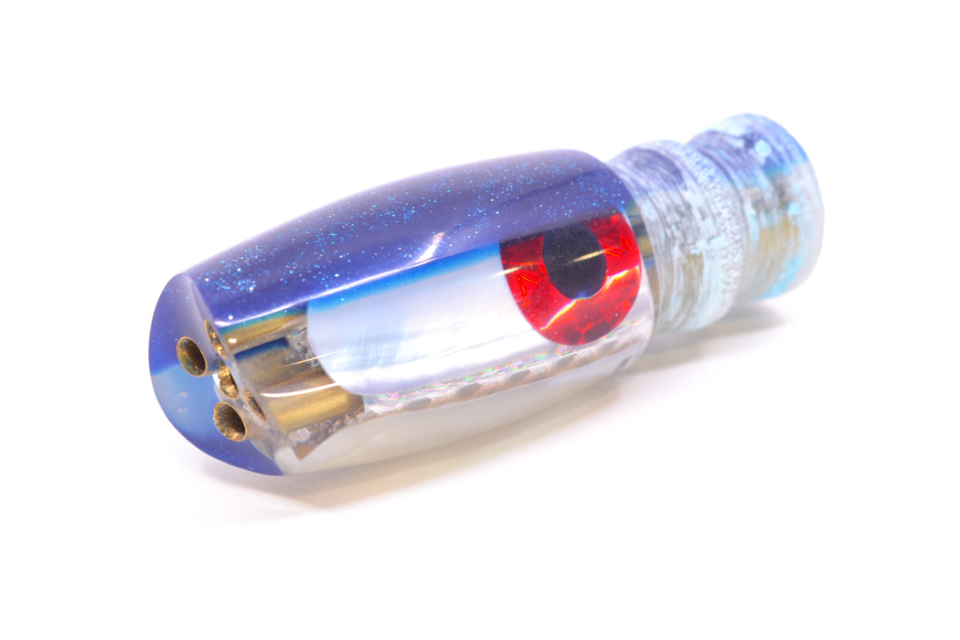 Coggin Lures Real White MOP Blue Back Black-Red Eyes 4-Hole Hualalai Tado Scoop 7" 2.7oz