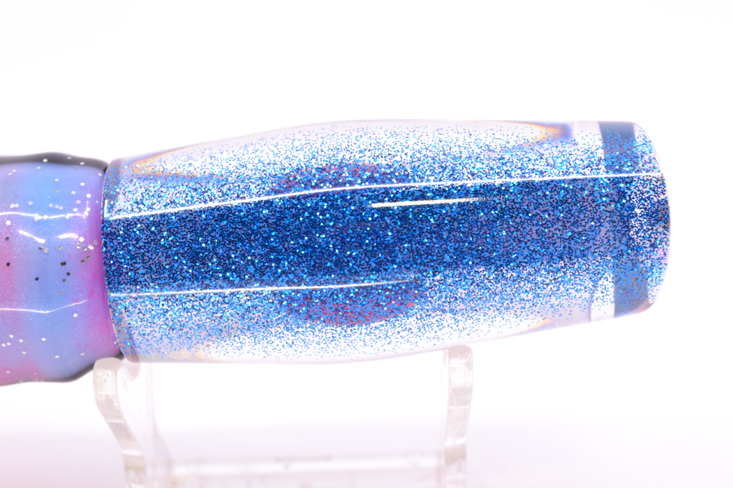 Moyes Lures White MOP Blue Glitter Back Small Dark-N-Stormy 9" 4.5oz Skirted *SCRATCHED*