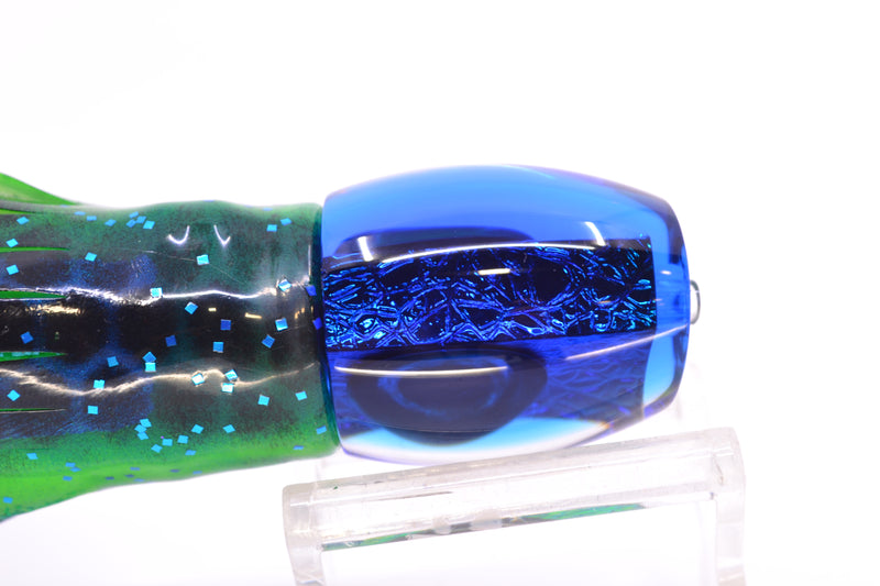 Moyes Lures Green-Blue Oil Slick Blue Back Taxi Eyes NEW Small Blaster 9" 4.5oz Skirted