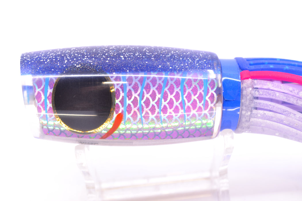 Amaral Lures Purple Pearl Rainbow Scale Ice Blue Stripes Blue Back Black Eyes Caninana 11" 4oz