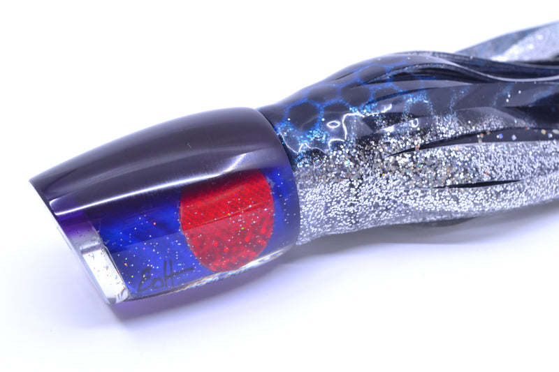 Marlin Magic Blue MOP Purple Back Red Eyes Baby Ruckus 10" 6.5oz Skirted Blue-Black Dots GZE