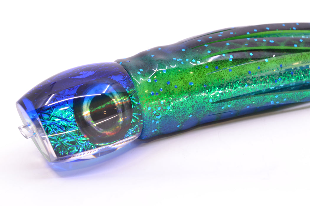 Moyes Lures Green-Blue Oil Slick Blue Back Taxi Eyes NEW Small Blaster 9" 4.5oz Skirted GZE