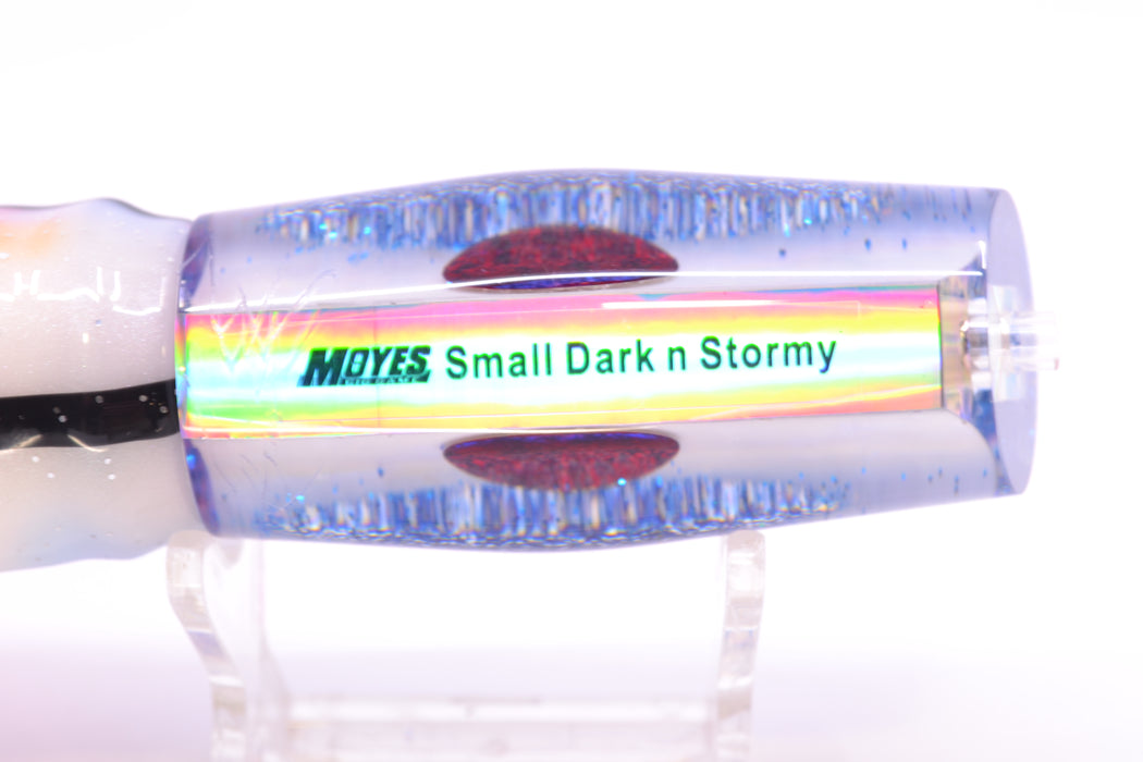 Moyes Lures White MOP Blue Glitter Back Small Dark-N-Stormy 9" 4.5oz Skirted *SCRATCHED*