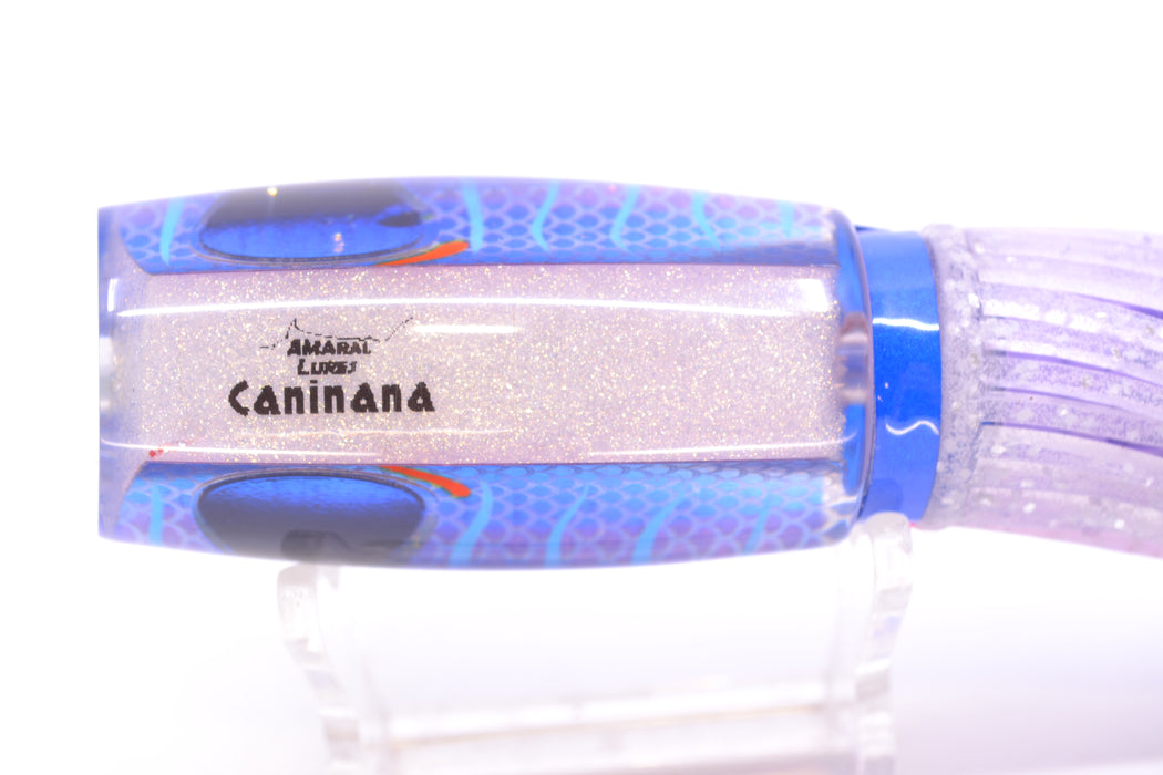 Amaral Lures Purple Pearl Rainbow Scale Ice Blue Stripes Blue Back Black Eyes Caninana 11" 4oz