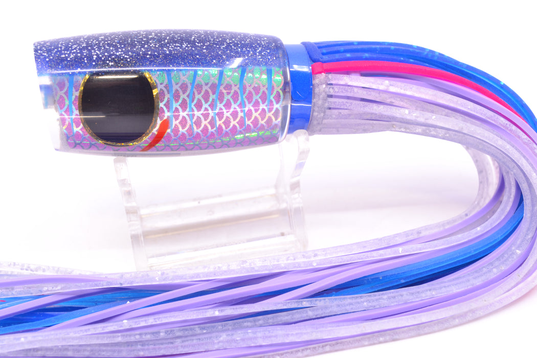 Amaral Lures Purple Pearl Rainbow Scale Ice Blue Stripes Blue Back Black Eyes Caninana 11" 4oz