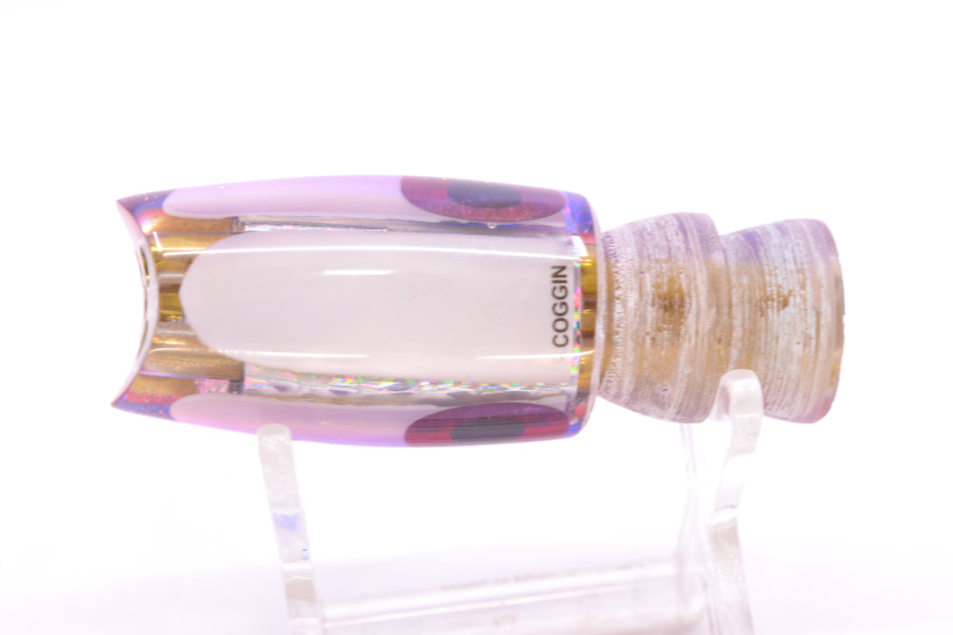 Coggin Lures Real White MOP Blue-Pink Back 4-Hole Hualalai Tado Scoop 7" 2.7oz