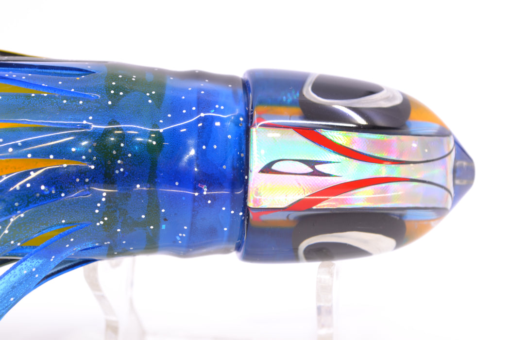 LS Lures Yellow-Silver Rainbow Black-Blue Back Flyer 11" 6oz Skirted Black-Yellow-Blue GZE