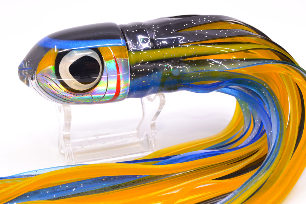 LS Lures Yellow-Silver Rainbow Black-Blue Back Flyer 11" 6oz Skirted Black-Yellow-Blue GZE