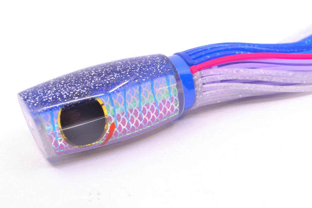 Amaral Lures Purple Pearl Rainbow Scale Ice Blue Stripes Blue Back Black Eyes Caninana 11" 4oz