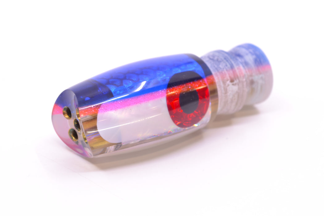 Coggin Lures Real White MOP Blue-Pink Back 4-Hole Hualalai Tado Scoop 7" 2.7oz