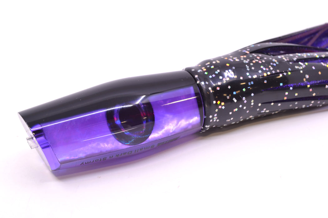Moyes Lures Purple MOP Black Back Small Dark-N-Stormy 9" 4.5oz Skirted Black *SCRATCHED*
