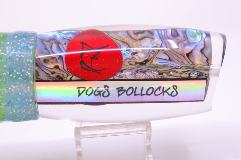 Bonze Lures Paua Shell Red Eyes Dog Bollocks 16" 20oz Skirted Ice Blue/Rainbow