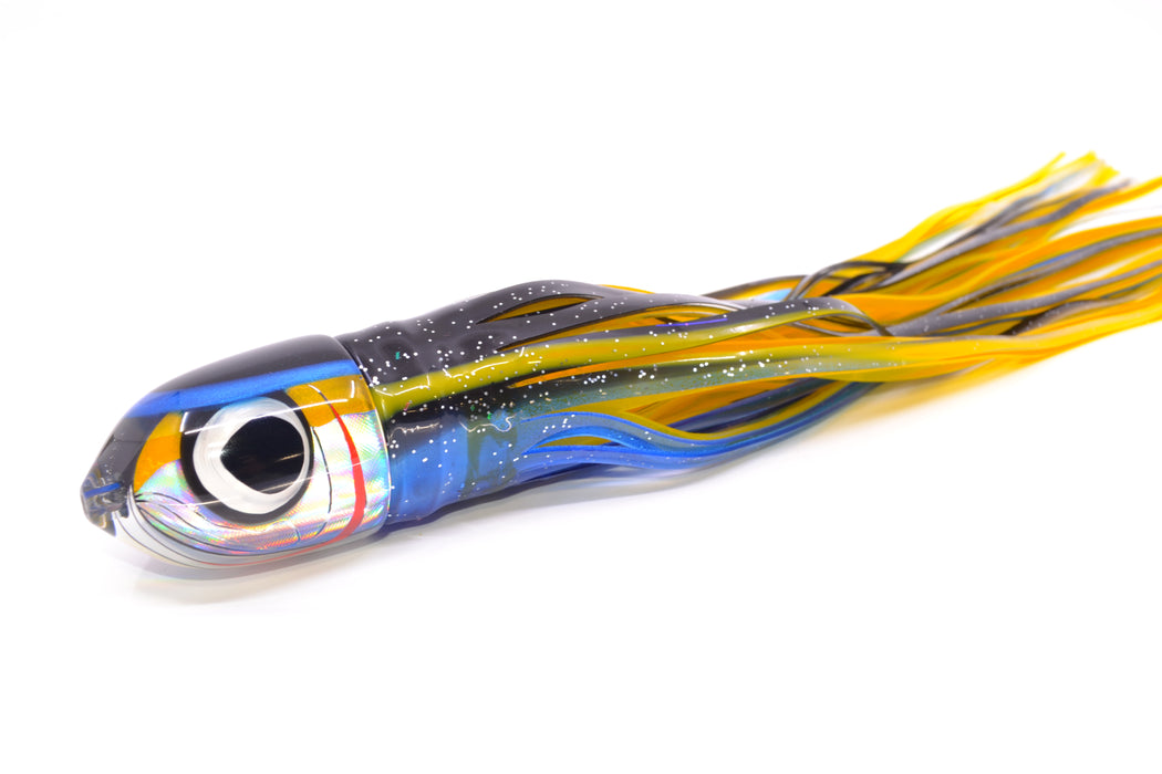 LS Lures Yellow-Silver Rainbow Black-Blue Back Flyer 11" 6oz Skirted Black-Yellow-Blue GZE