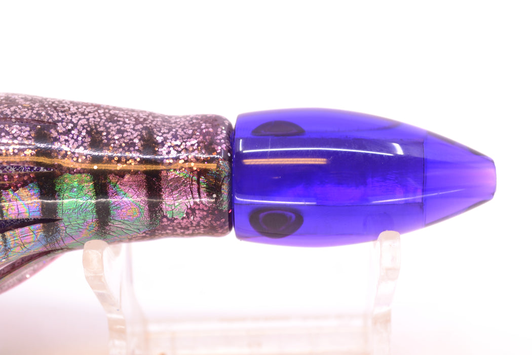 Moyes Lures Light Purple MOP Purple Back Taxi Eyes Poon 5" 2oz Skirted Purple Aurora