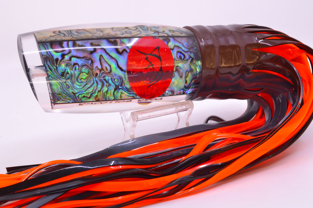 Bonze Lures Paua Shell Red Eyes Dog Bollocks 16" 20oz Skirted Root Beer-Silver Petrolero